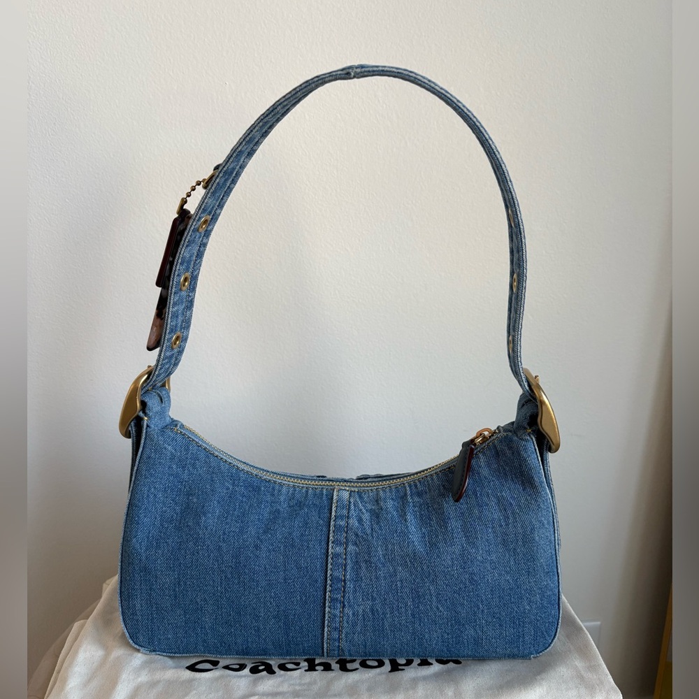 BRAND NEW!  Coachtopia Cargo Shoulder Bag In Upcrafted Denim - Picture 5 of 11